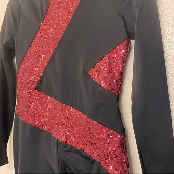 WEISSMAN Dance Costume black long sleeve Mesh Biketard Illumination 13525 LC - Picture 4 of 10